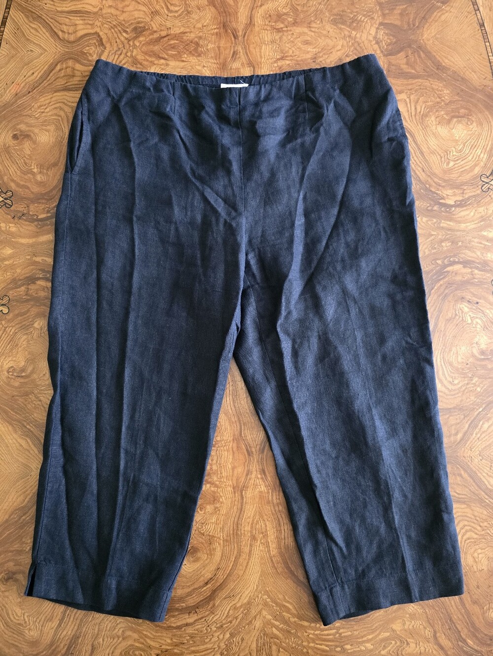 Pure Jill Black 100% Linen Cropped Wide-Leg Pants Womens size Medium